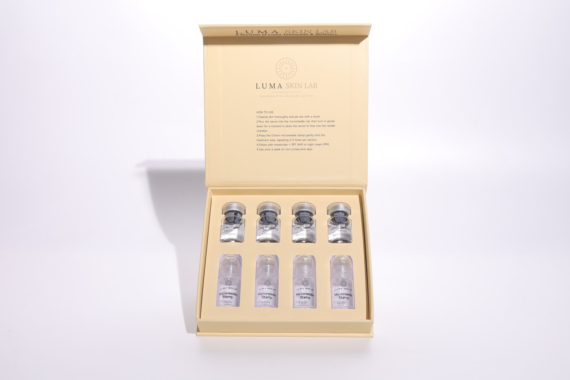 Inside the Dew kit: serums and microneedle stamps
